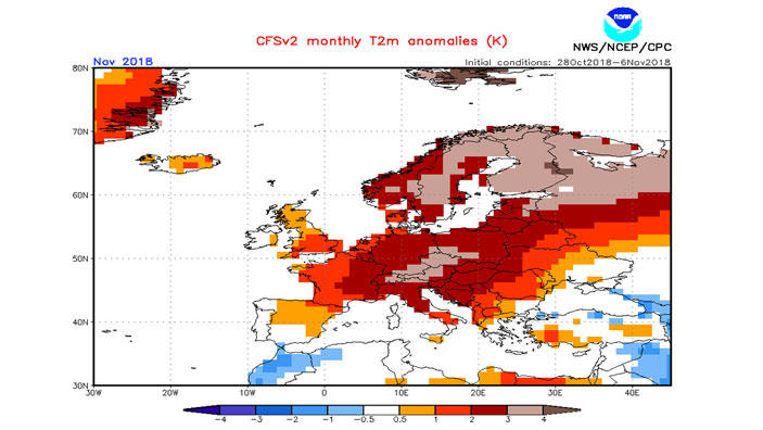 30-Tage-Wettervorhersage vom 08.11.2018: Leise Hoffnung auf Winter Der 30-Tage-Wettertrend