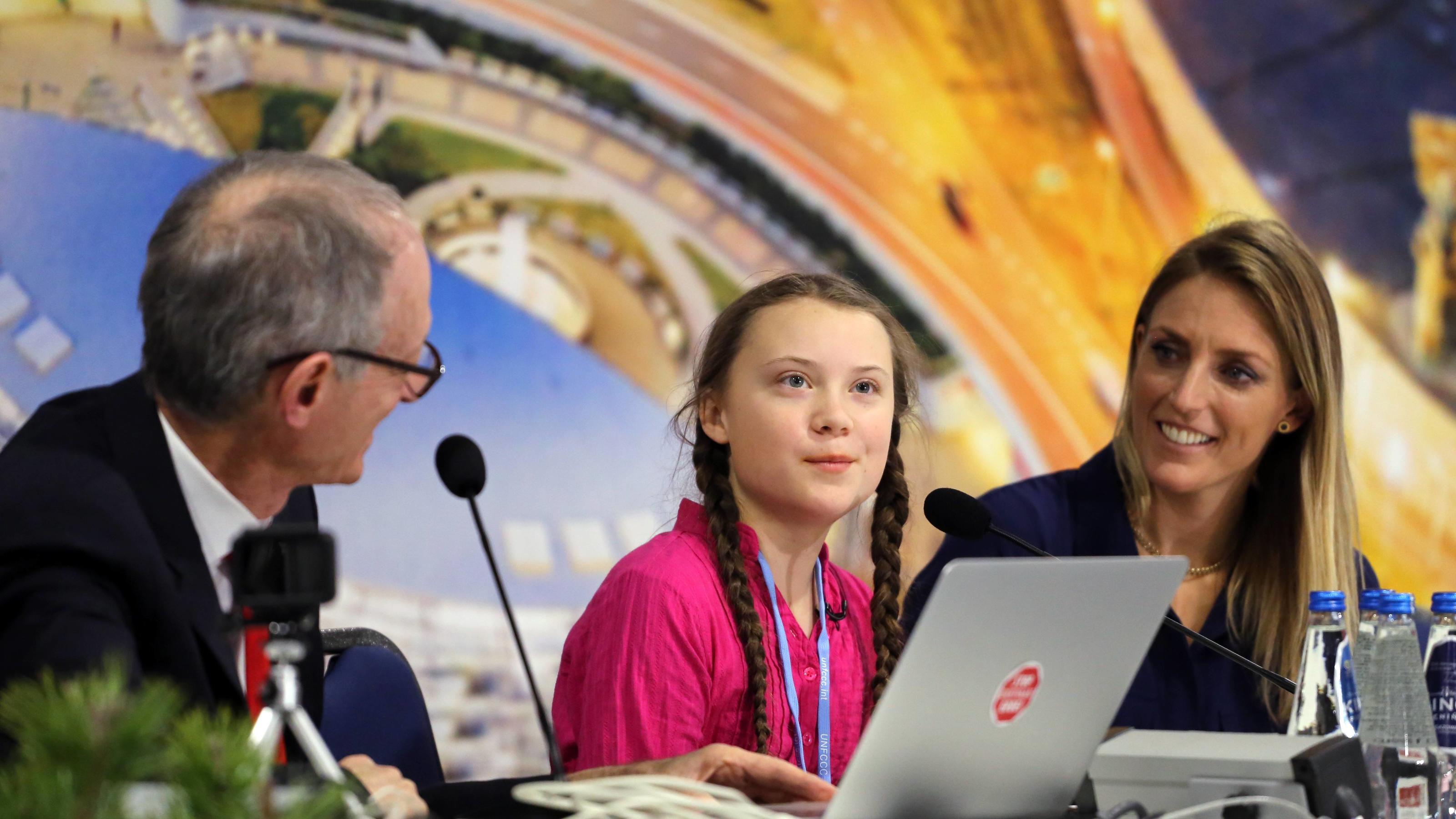 Klimakonferenz in Kattowitz: Politiker loben sich - Aktivistin kontert: Press conference with Greta Thunberg, 15 years old Swedish activist, took place in Katowice, December 3 during United Nations Climate Change Conference (COP24). (CTKxPhoto/GrzegorzxKlatka) CTKPhotoF201812031354801 PUBLICATIONxINxGERxSUIxAUTxONLY