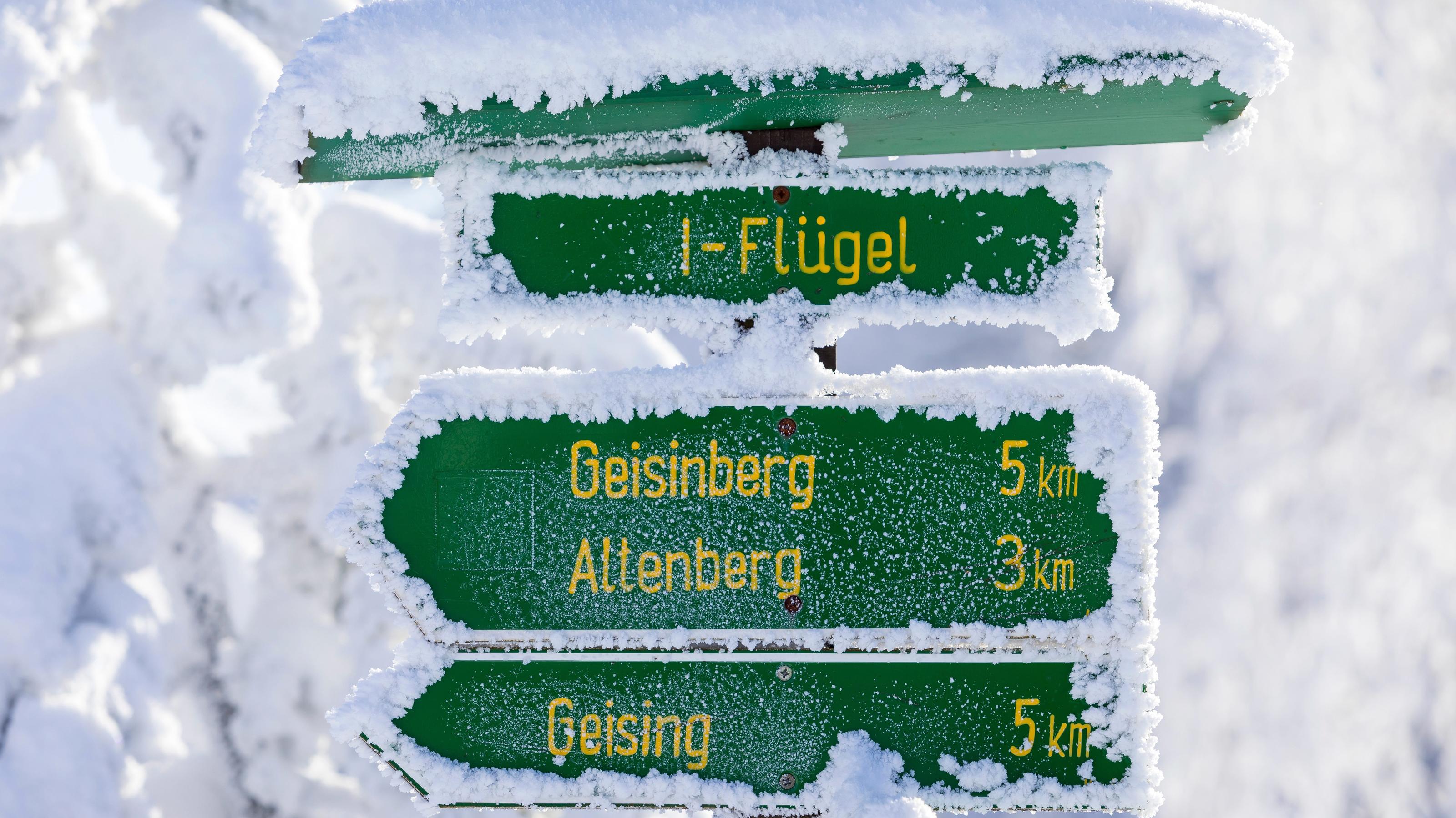 Wetterlexikon: Böhmischer Wind Winter im Erzgebirge.