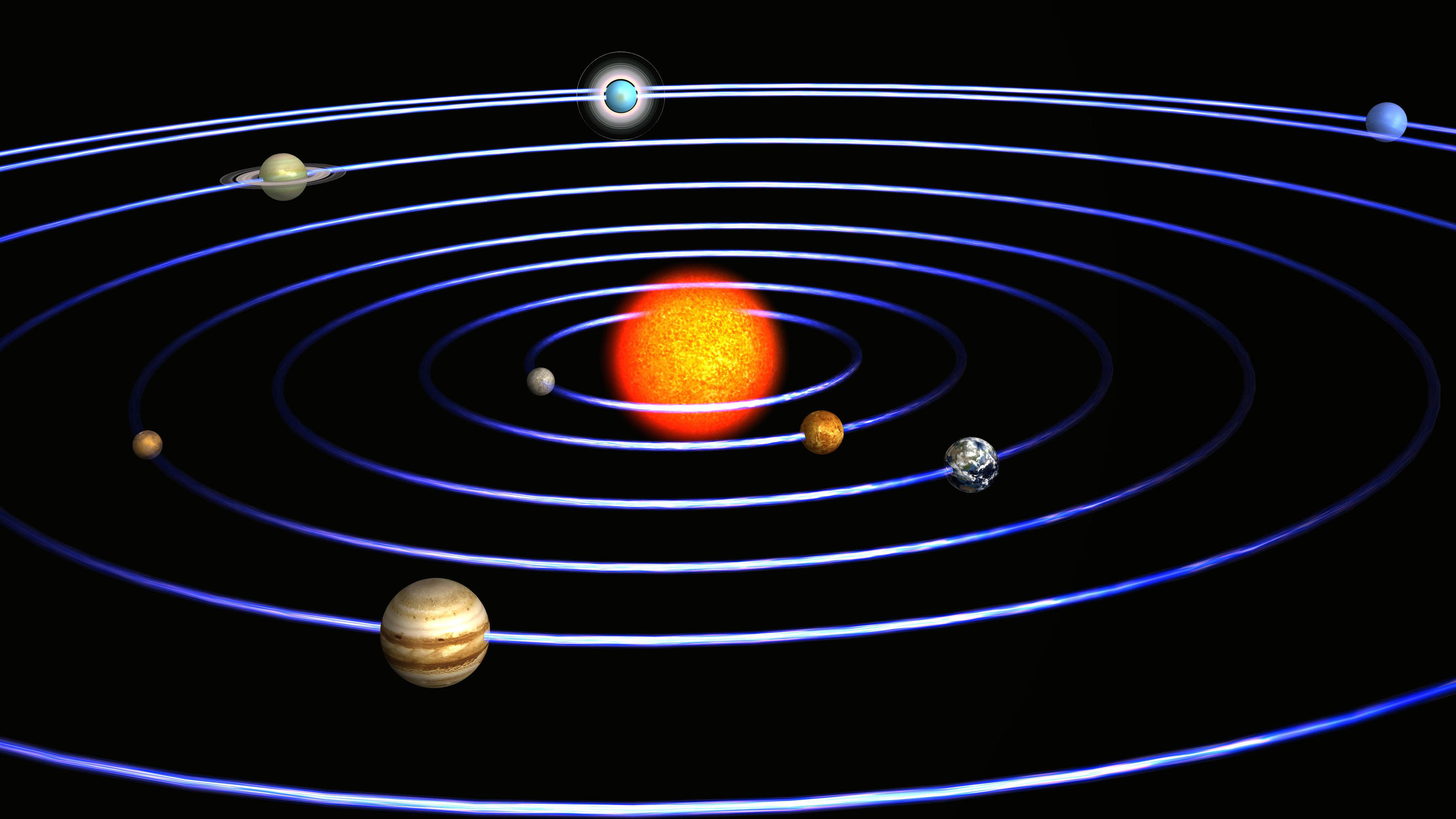 Heißer Tipp: Der Abendstern im April Sonnensystem mit der Sonne im Mittelpunkt und den Planeten Merkur, Venus, Erde, Mars, Jupiter, Saturn, Uranus, Neptun / Solar system with the sun in the center and the planets mercury, venus, earth, mars, Jupiter, Saturn, Uranus, neptune | Verwendun
