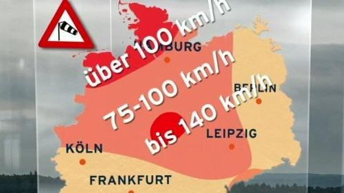 Live Informationen: Sturm „Franz“ über Deutschland Windböenvorhersage für Mittag