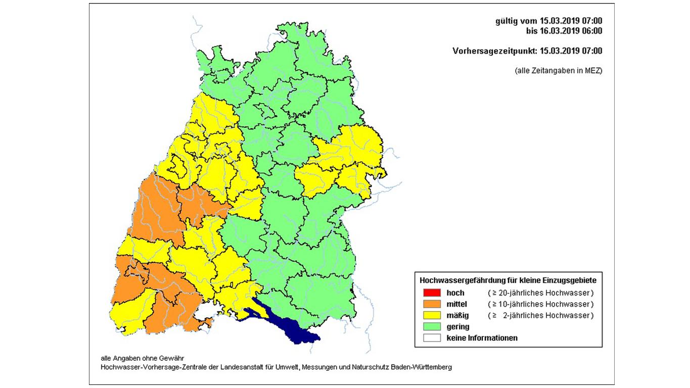 Warnung vor Überschwemmungen im Schwarzwald Hochwassergefährdung für kleine Einzugsgebiete (Baden-Württemberg)
