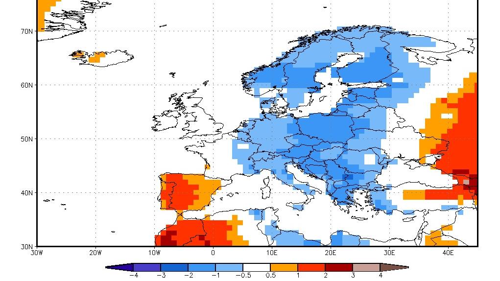 Zwischenbilanz: Der Mai ist einfach zu kalt! Temperaturanomalien in Europa für Mai (2019): Quelle: NOAA