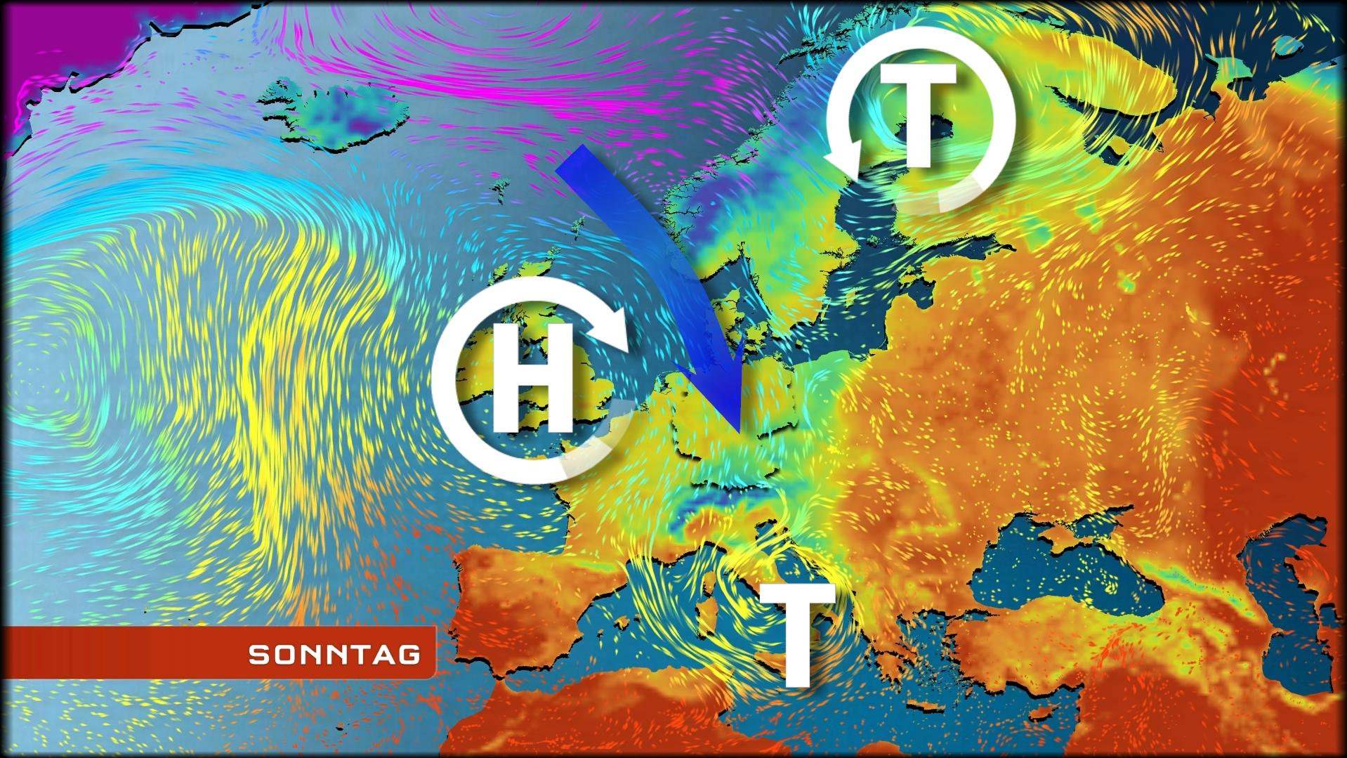 So entsteht der Kaltluftausbruch am kommenden Wochenende Die Großwetterlage am kommenden Sonntag (12.05)