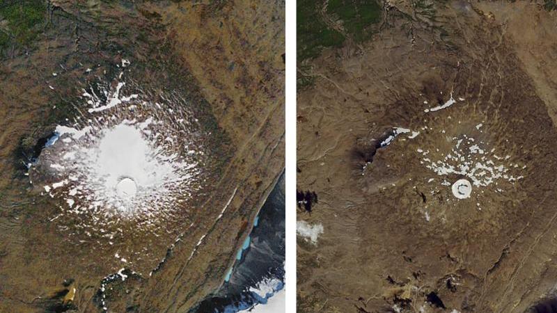 Islands sterbende Gletscher - Aufnahmen zeigen dramatischen Rückgang des Eises Isländischer Gletscher Okjökull