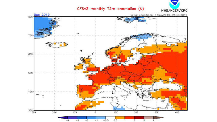 Das 30-Tage-Wetter vom 27.11.2019: Es spricht einiges dafür, dass der Winter bleibt NOAA
