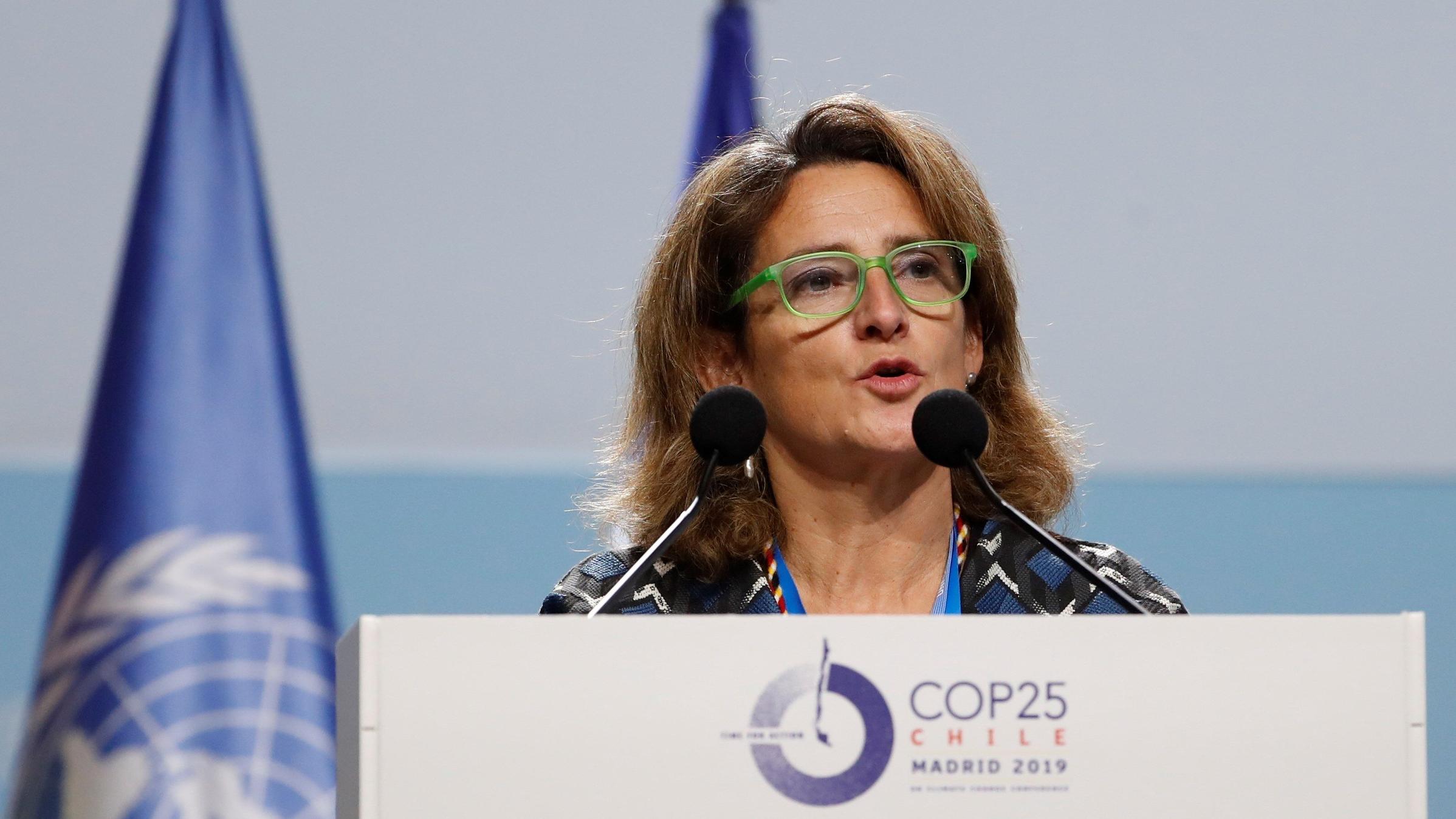 Die spanische Greta Thunberg: Mit Ministerin Teresa Ribera kam der Wandel in der Klima-Politik Acting Spanish Ecological Transition Minister, Teresa Ribera, delivers a speech during the opening of high level segment of COP25 UN Climate Change Conference in Madrid, Spain, 10 December 2019. The summit runs in Spanish capital until next 13 Decem