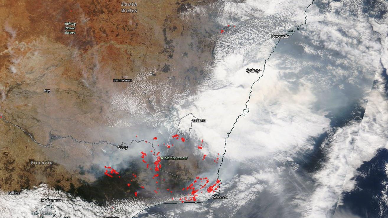 Buschfeuer in Australien: Feuerwehr hat eines der Nasa-Karte von Australien