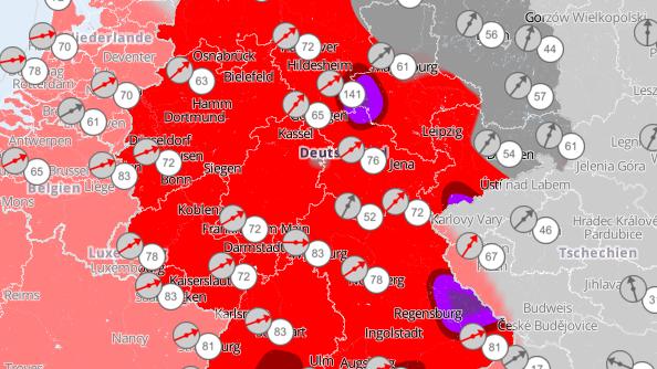 Orkantief Die vorhergesagten Windböen für Dienstag, 28.02.2020