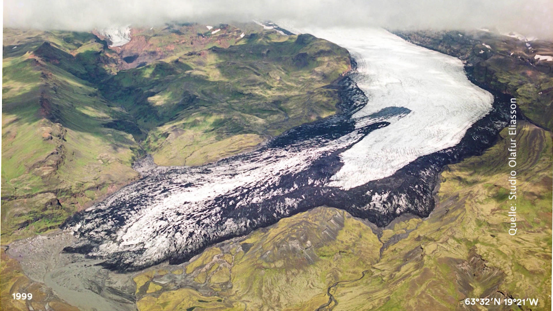 Islands sterbende Gletscher - Aufnahmen zeigen dramatischen Rückgang des Eises Eine Aufnahme von 1999