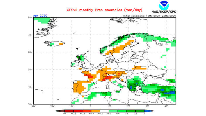 30-Tage-Wettertrend: Nach dem Märzwinter kommt Bewegung in den Frühling NOAA