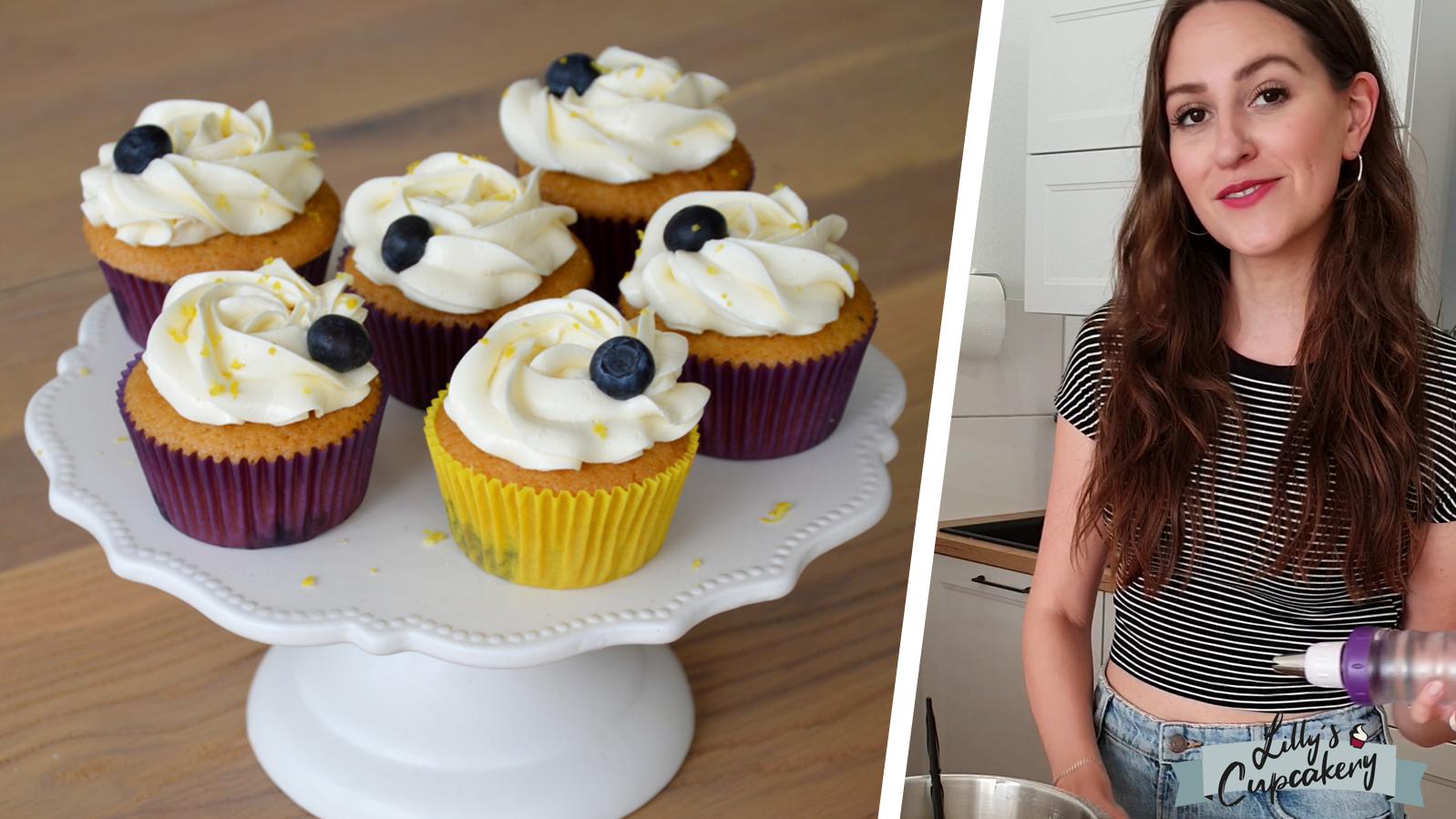 Original amerikanische Blueberry Cupcakes mit Buttercream Frosting Das Rezept von