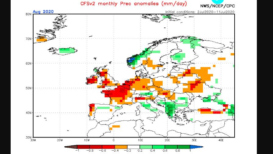 30-Tage-Wettertrend: NOAA-Langfristprognose sieht kaum Hitze im August Die orange und rot eingefärbten Gebiete bekommen der NOAA zufolge nur unterdurchschnittlich viel Regen ab. Auch in Deutschland wird der August 2020 in den meisten Gebieten demnach etwas zu trocken.