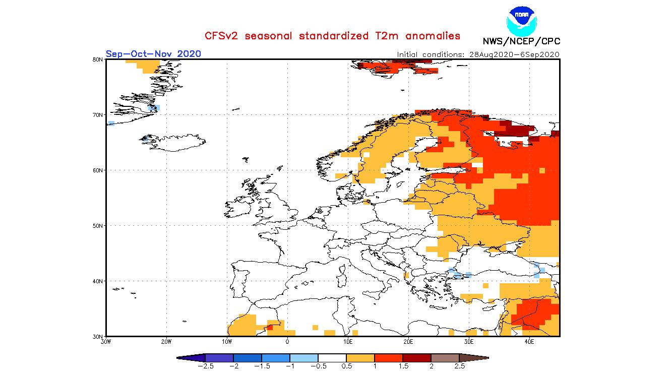 Hohe Temperaturen im Herbst 2020? So wird das Wetter laut NOAA Herbst 2020: NOAA-Prognose