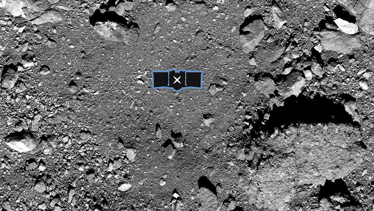 Komplizierte Landung auf Asteroid Bennu This undated image made available by NASA shows the OSIRIS-REx spacecraft's primary sample collection site, named