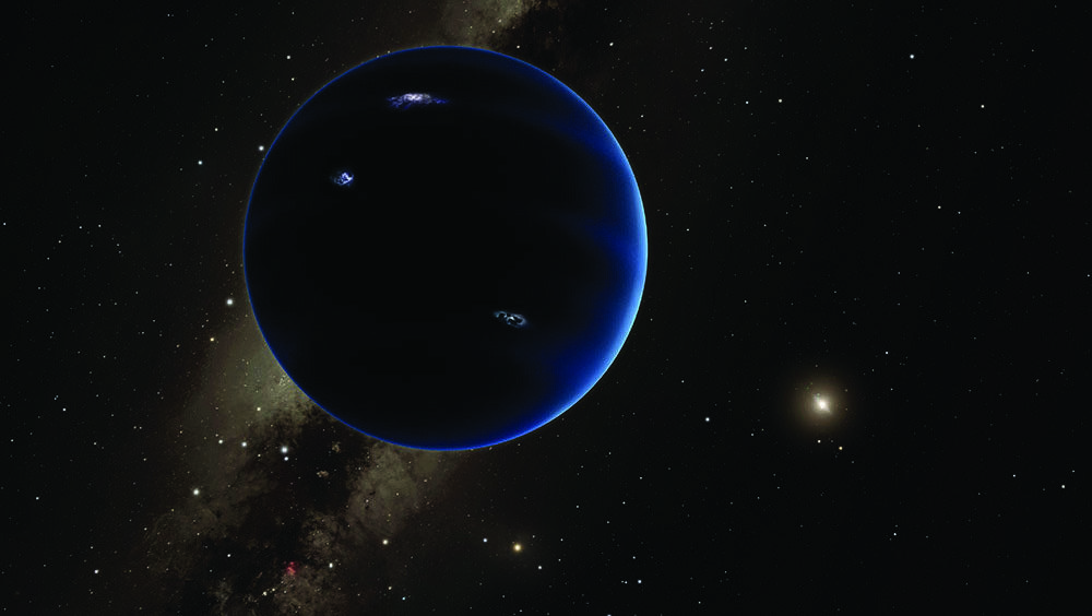 Auf der Suche nach dem mysteriösen Planet 9 Diese künstlerische Darstellung zeigt den fernen Blick vom Planeten Neun zurück zur Sonne. Es wird angenommen, dass der Planet gasförmig ist, ähnlich wie Uranus und Neptun.