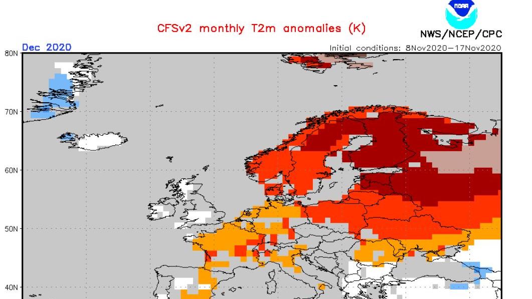 Winter-Wetter 2020/2021: Die Langfristprognosen der NOAA und des ECMWF im Blick Der Dezember wird etwas wärmer gerechnet als zuletzt