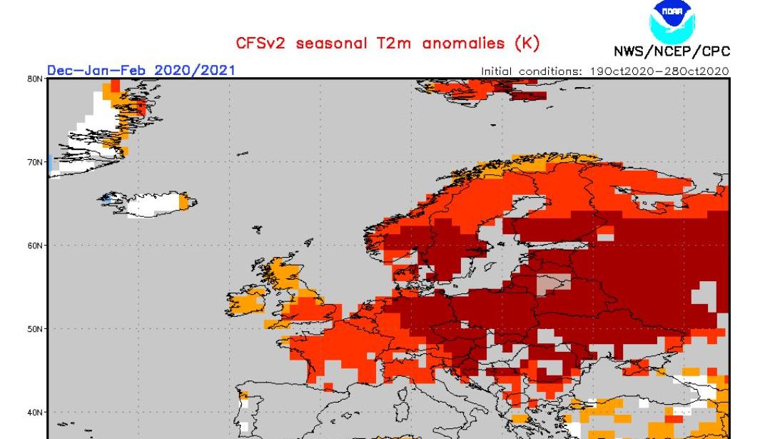 Winter-Wetter 2020/2021: Die Langfristprognosen der NOAA und des ECMWF im Blick Für einen knackigen Winter sieht die NOAA rot.