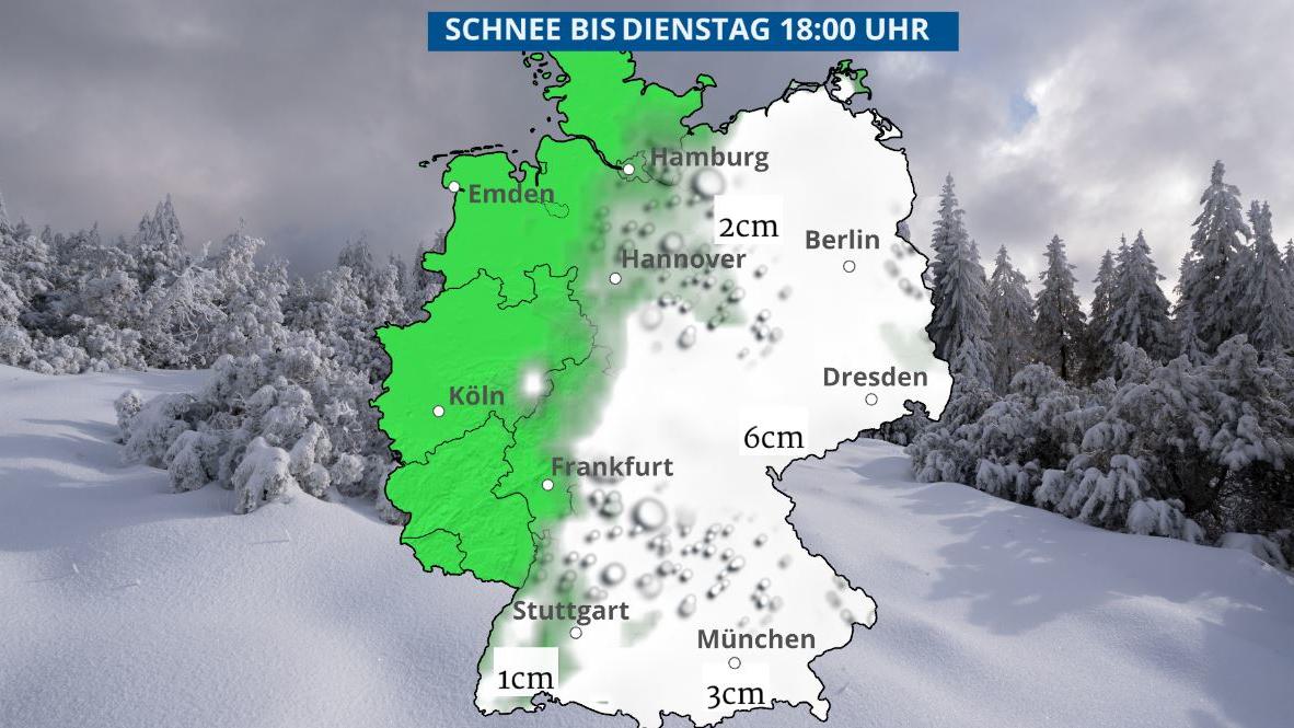 7-Tage-Wettertrend: Erst Frost, dann Schnee 1 bis 6 cm Schnee könnten am Dienstag fallen