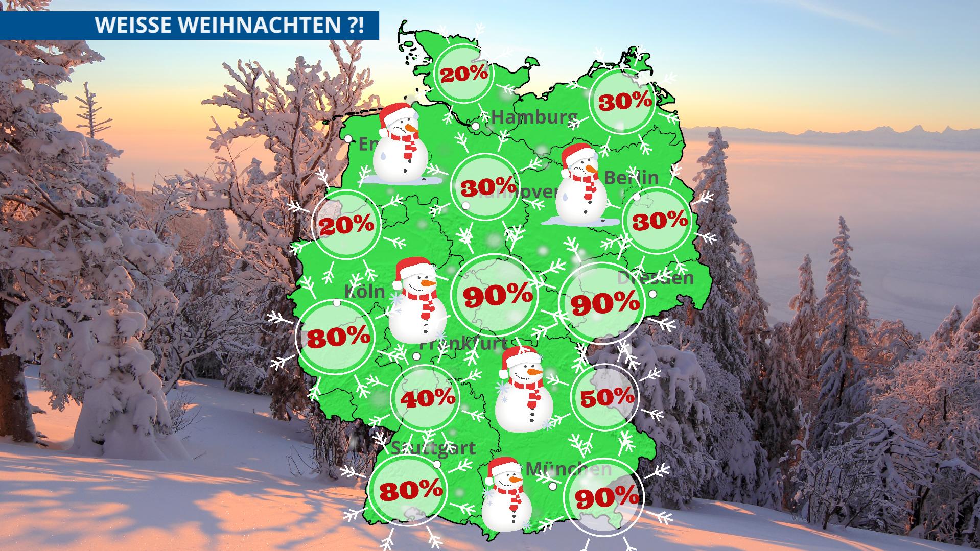 Weiße Weihnacht 2020: So wird unser Wetter an Weihnachten So sehen die Chancen für ein weißes Weihnachten aus.