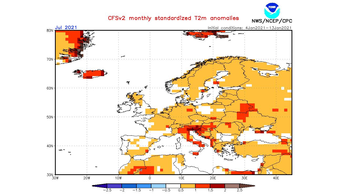 Wetter bis Sommer 2021: Das sagen NOAA und ECMWF Langfristprognosen Langfristprognose für den Juli 2021