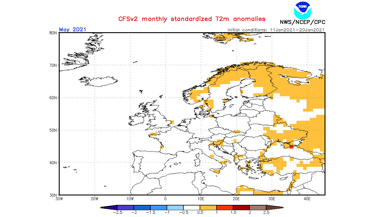 NOAA Langfristprognose: Wird auch der Mai 2021 wieder zu kalt? Der Mai 2021 könnte normale Temperaturen bringen.
