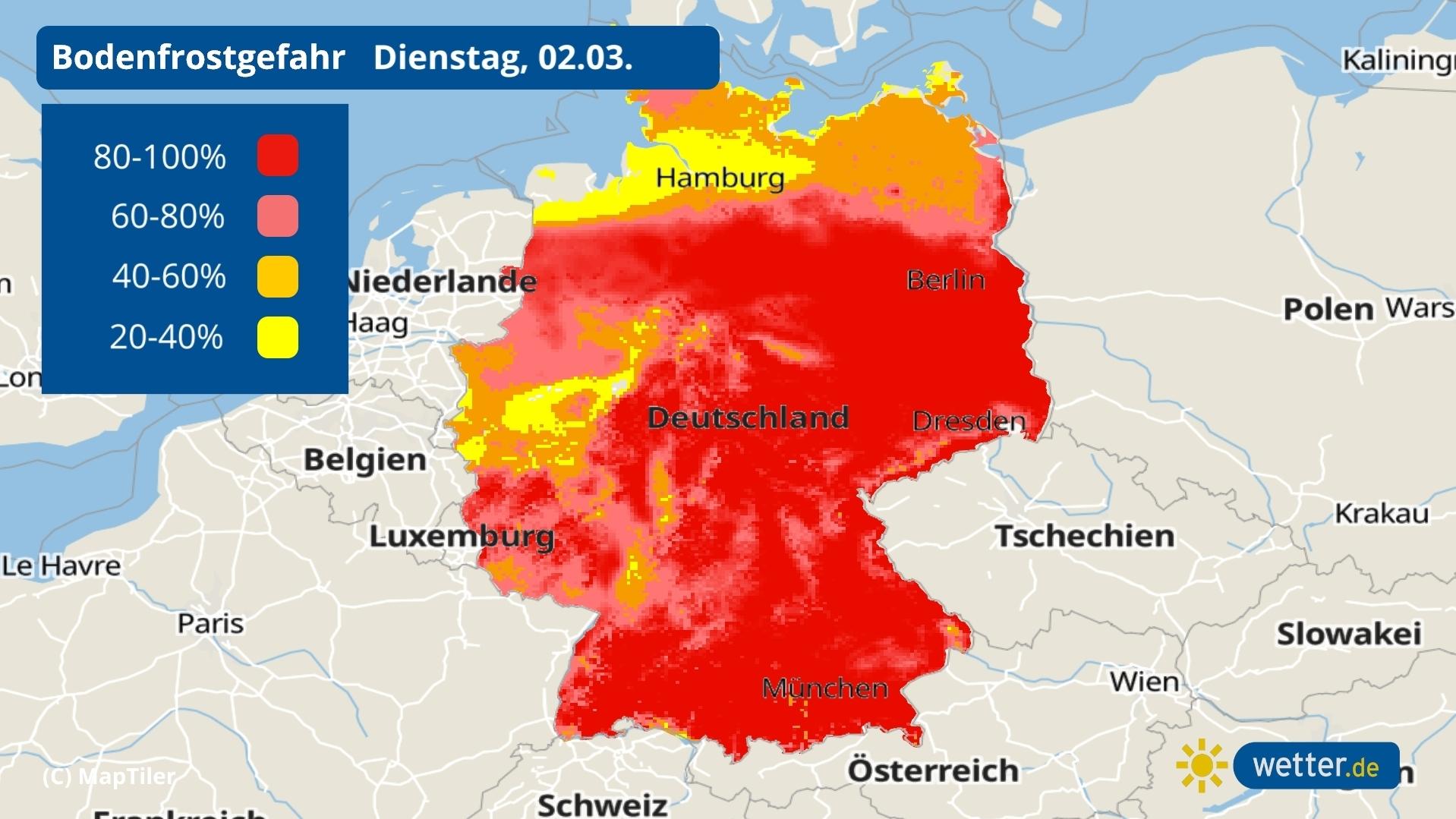 Teils neblige Nacht mit bis zu -5 Grad Bodenfrost am Dienstag