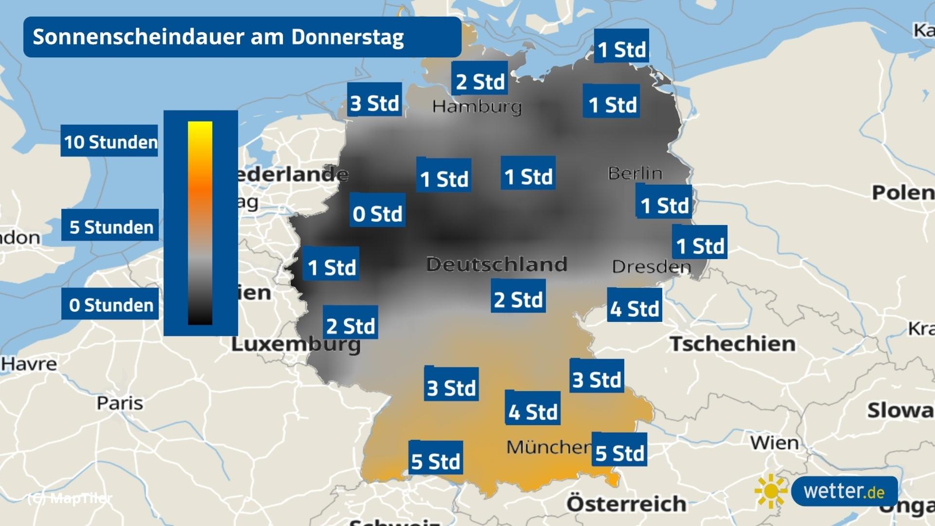 Gewitter spülen Blutregen und Pollen runter Sonnenscheindauer für Deutschland