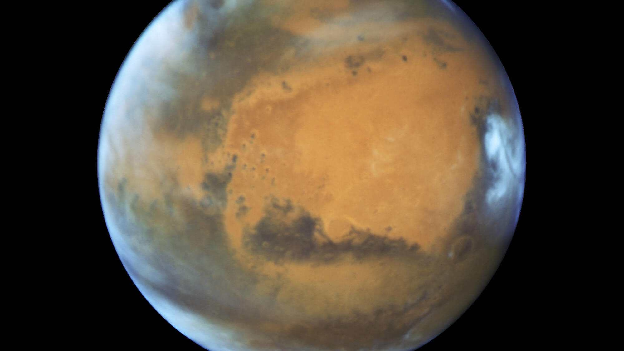 Leben auf dem Mars: Bakterien können es möglich machen February 18, 2021 - Space - Handout file photo issued by Nasa of a Hubble Space Telscope image of Mars. Nasa s Mars Perseverance rover will land on the red planet on Thursday to begin its search for traces of life. Space - ZUMAz03_ 20210218_sha_z03_