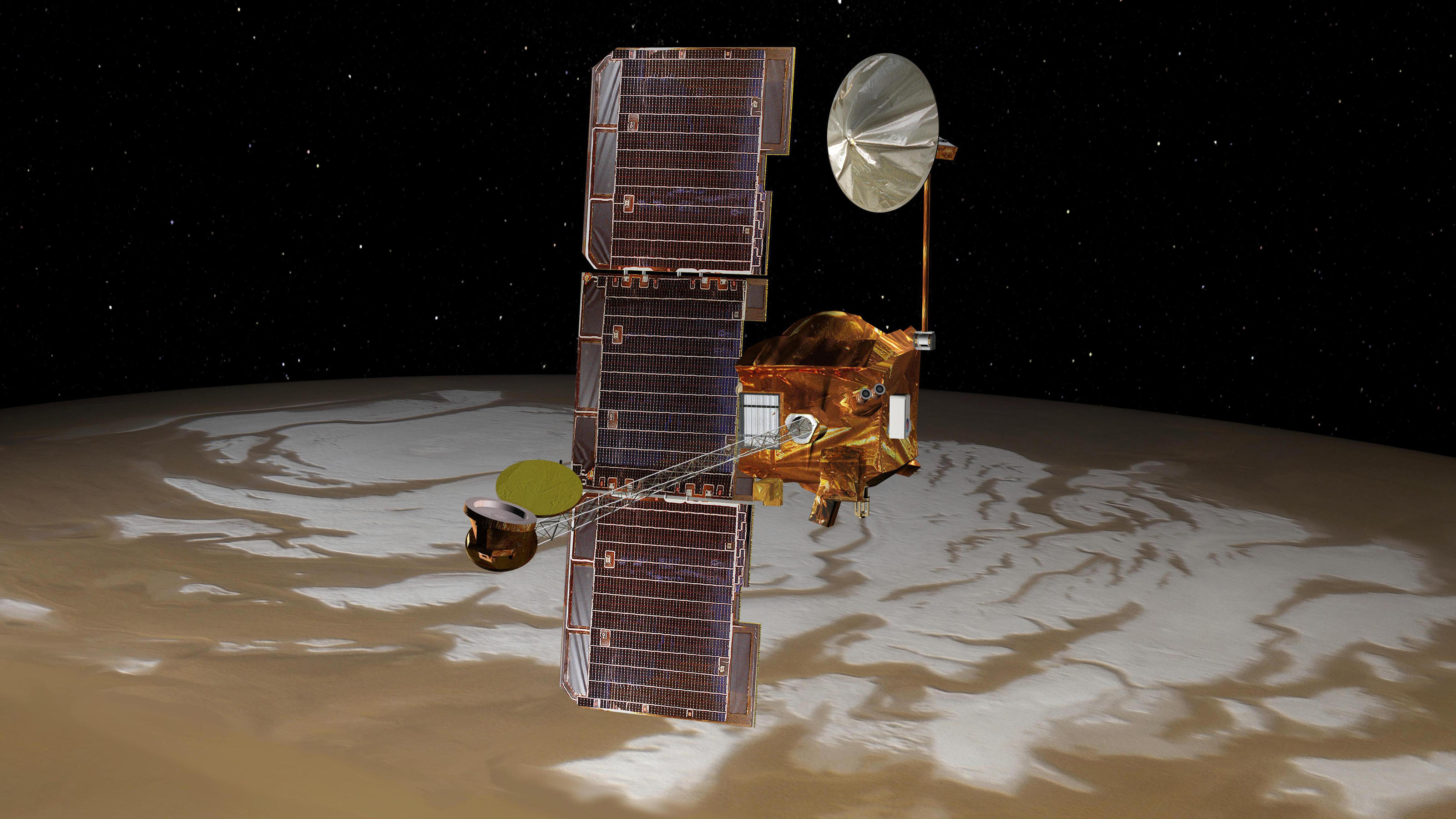 Nasa veröffentlicht unglaubliches Bild der blauen Dünen auf dem Mars Der Mars-Odyssey-Orbiter fliegt seit 2001 um den Mars.