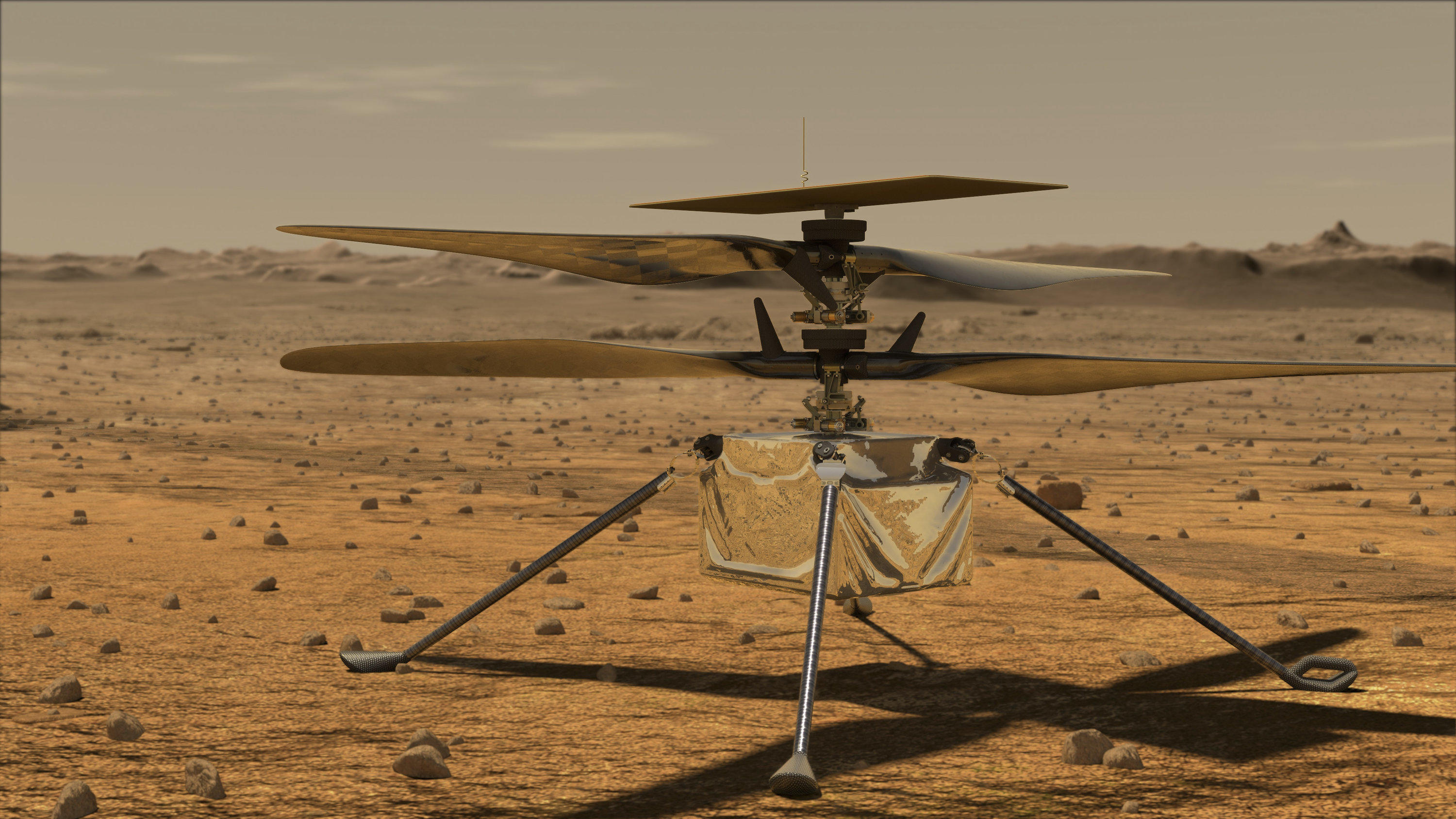 Mars-Helikopter Ingenuity startet frühestens am 14. April 2021 Eine Illustration zeigt den Mini-Hubschrauber