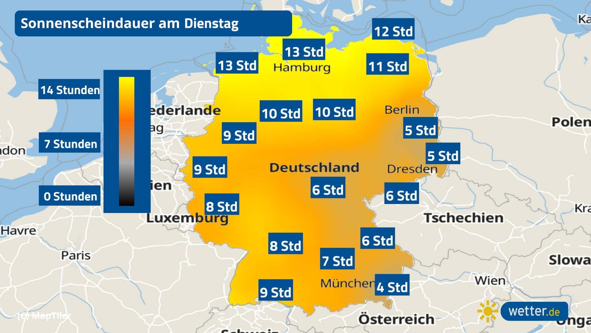 7-Tage-Wettertrend: April 2021 kriegt keinen Frühling hin Sonnenscheindauer am 20.04.2021