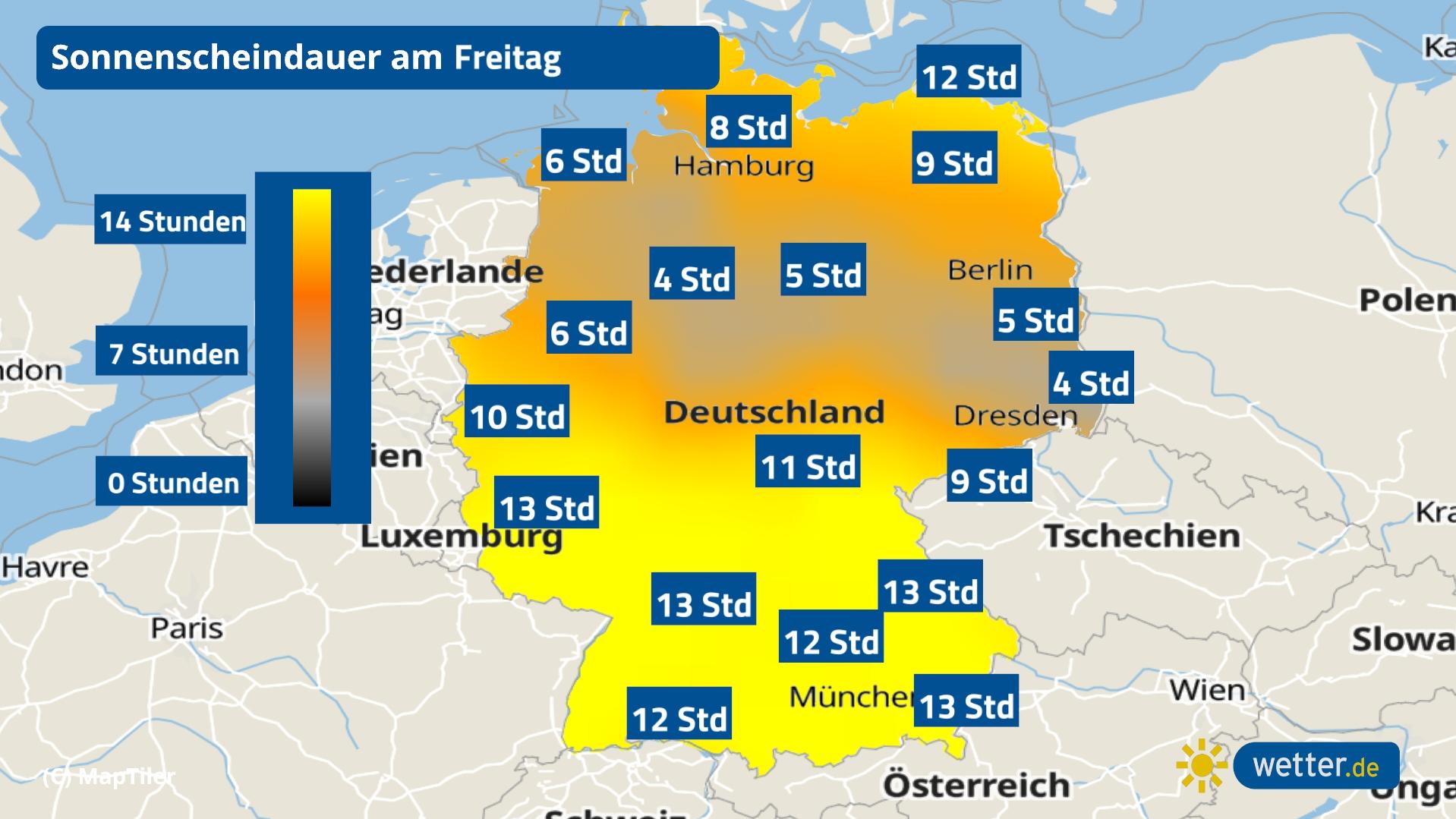 7-Tage-Wettertrend: Der Frühling tritt auf der Stelle So viel Sonnenschein gibt's am Freitag in Deutschland.