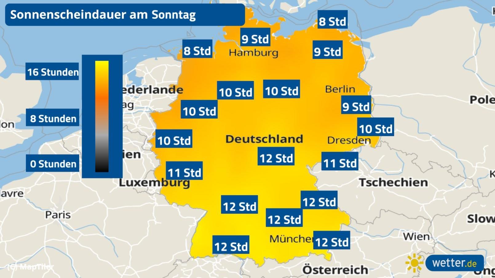 Was für ein Wetter-Hammer! Sommerfeeling am Sonntag mit bis zu 30 Grad Die Sonnenscheindauer in Deutschland am Sonntag