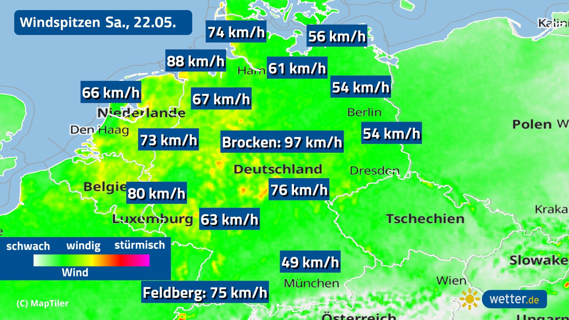 Sturmtief MARCO mit Sturm und Gewittern Das sind die Windspitzen am Samstag