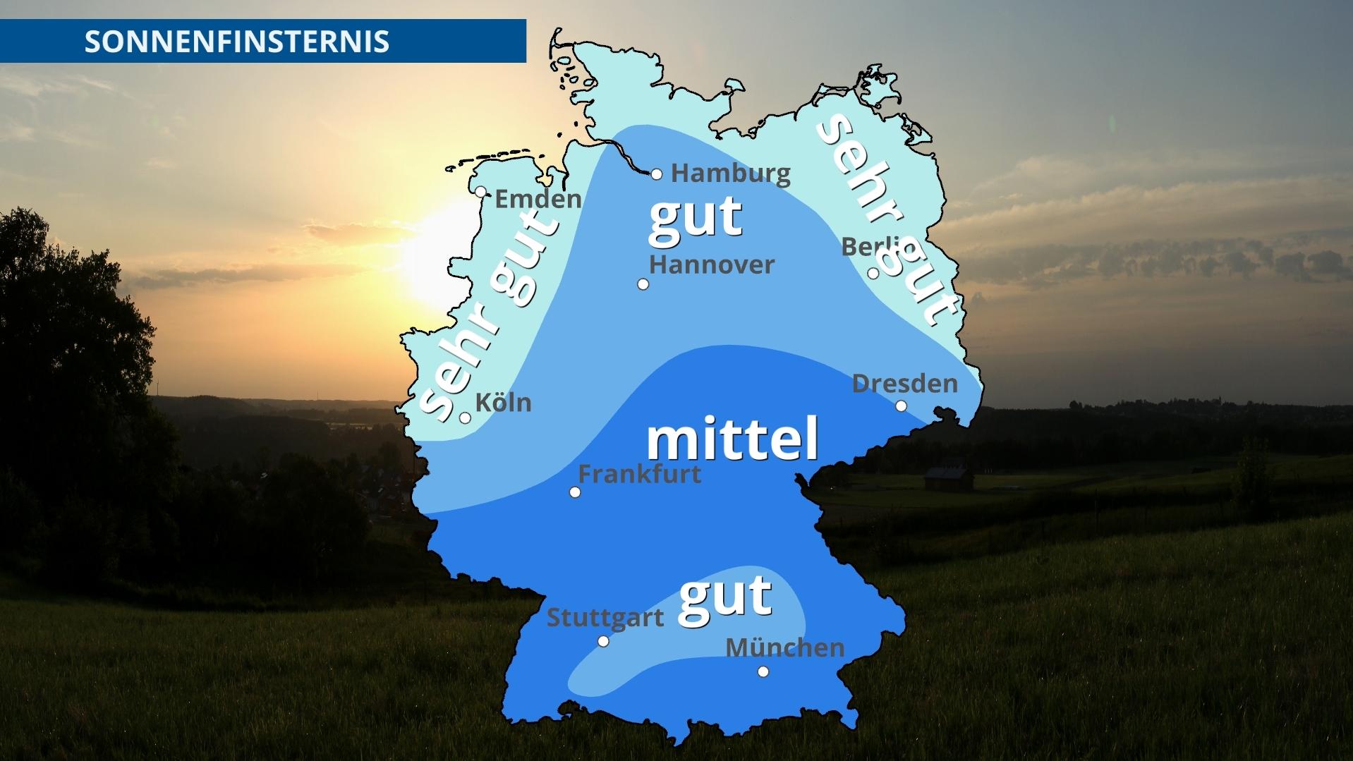 Nachthimmel im Juni 2021: Saturn, Lyriden, Minimond - es gibt einiges zu sehen Sichtbarkeit der partiellen Sonnenfinsternis in Deutschland