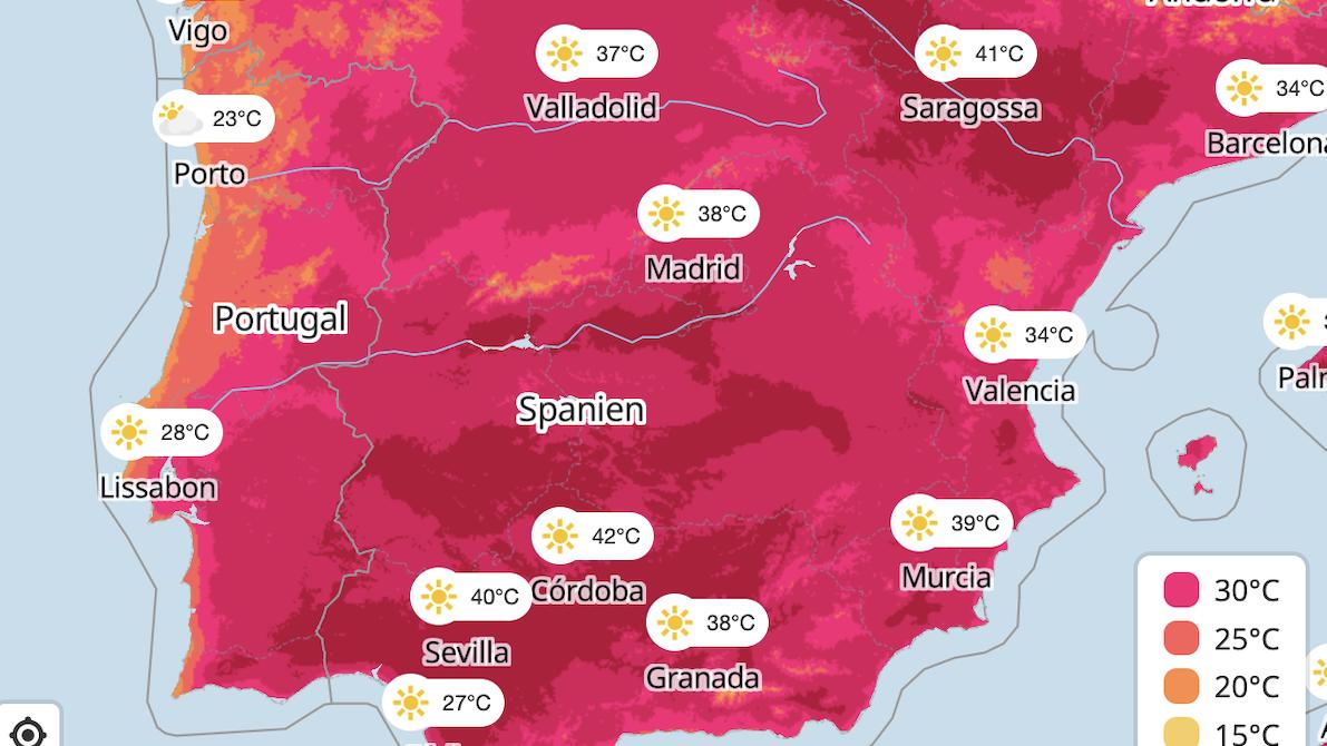 Bis zu 44 Grad - Gefährliche Hitzeblase aus der Sahara lässt Urlaubsregionen erneut schwitzen Hitze in Spanien: Über 40 Grad sind locker drin.
