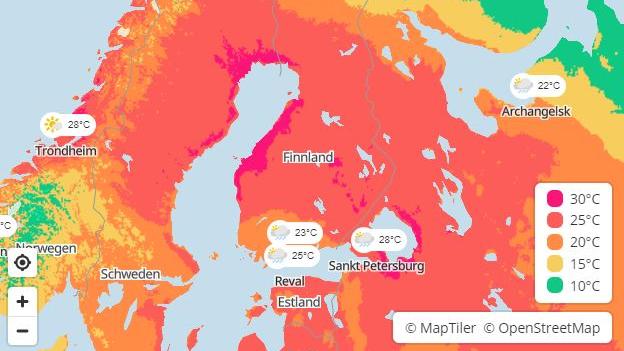 Wetter im Sommer 2021: Hitze und Sonne gibt's fast überall Hitze gibt's sogar in Finnland, in Deutschland macht der Sommer Pause.