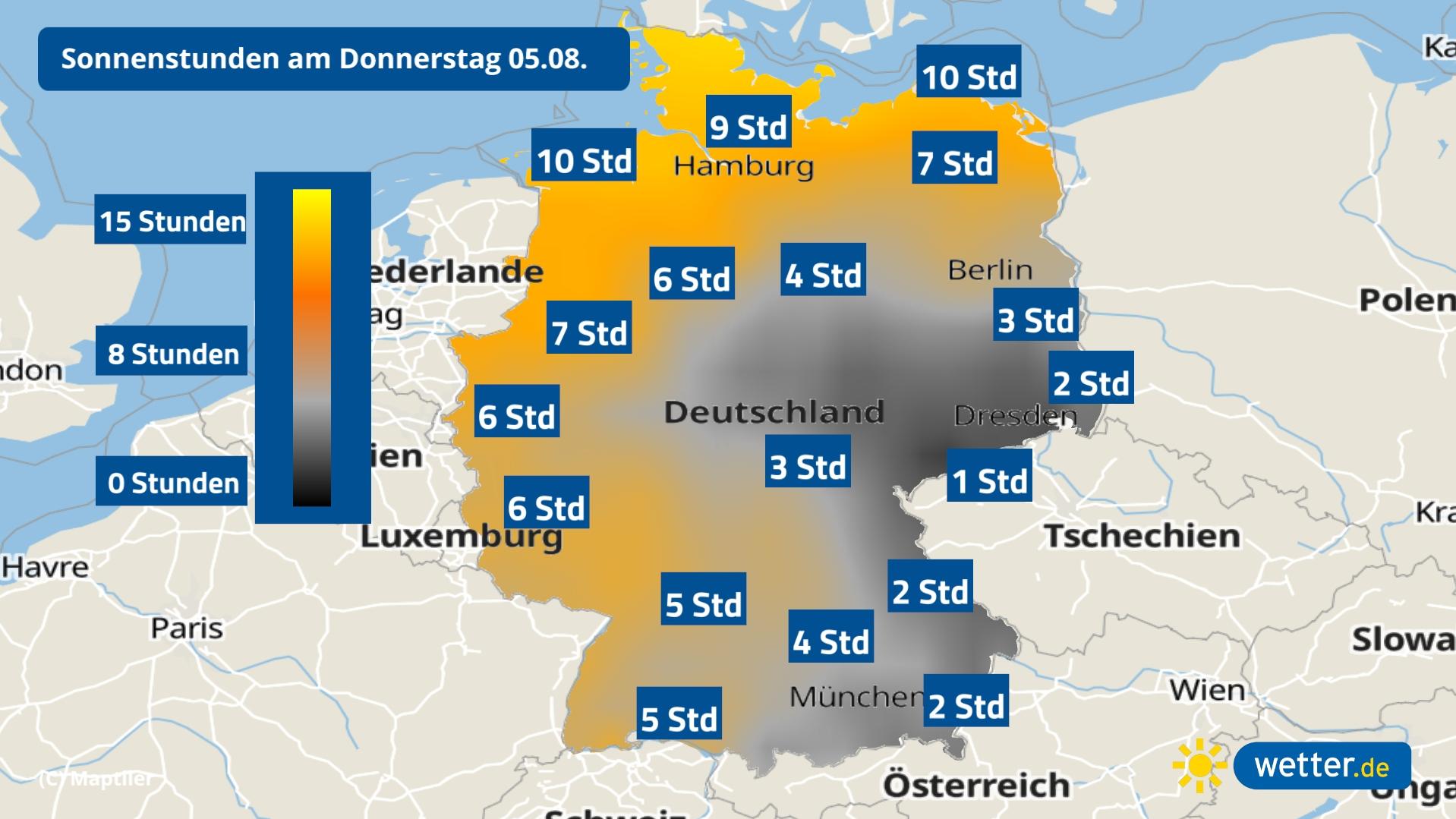 Viel Sonne an den Küsten, dann wieder Starkregen und Schauerwetter Sonnenschein am Donnerstag: Im Südosten und in der Mitte sieht es duster aus.