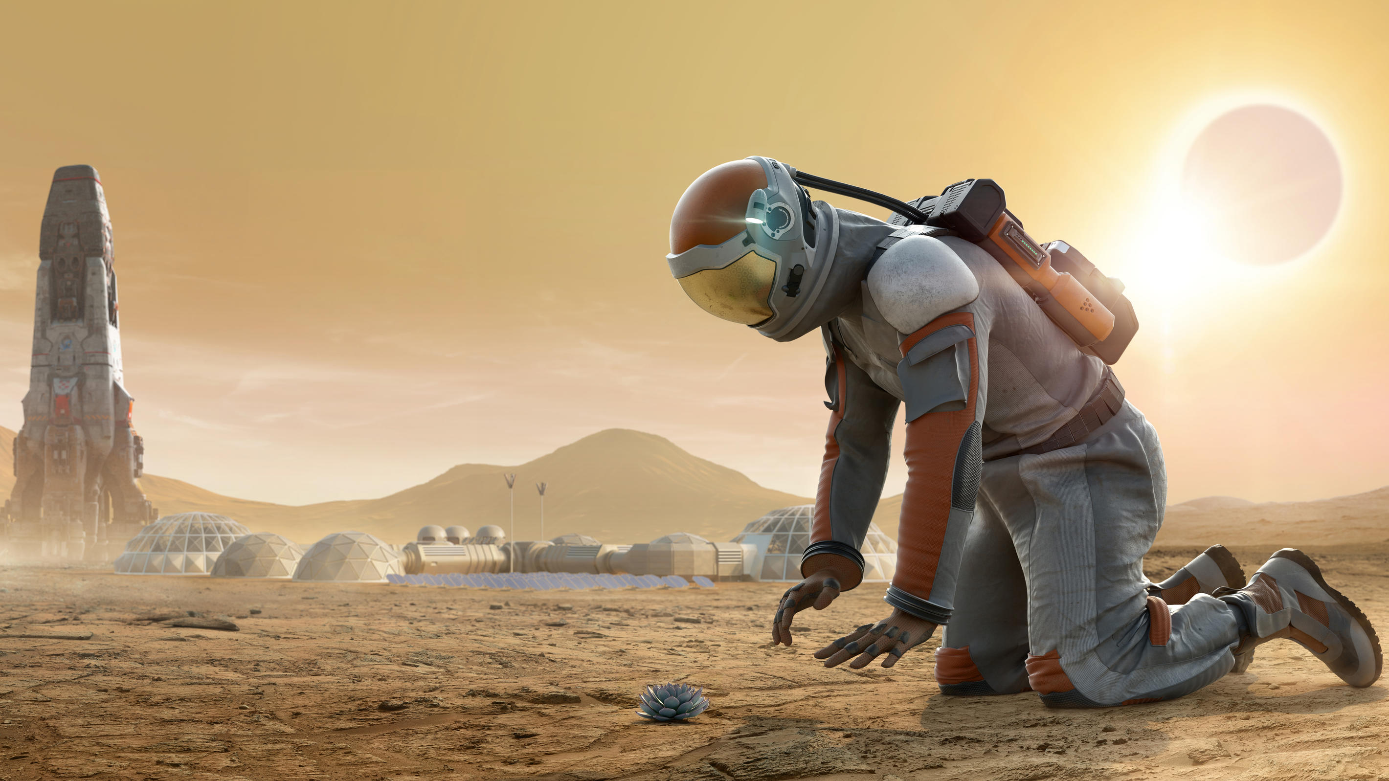 Leben auf dem Mars: Dämpfer für das Pflanzen auf dem Roten Planeten Pflanzen, Mars, Astronaut, Sonnenstrahlen, Gammastrahlen, Regolith-Gestein