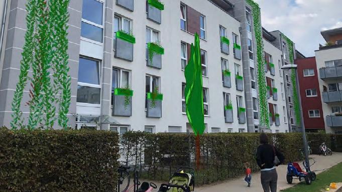 Begrünung gegen Klimawandel: Nachbarschaft macht Wohngegend klimafreundlich Begrünung der Fassade in der Autofreien Siedlung Stellwerk 60