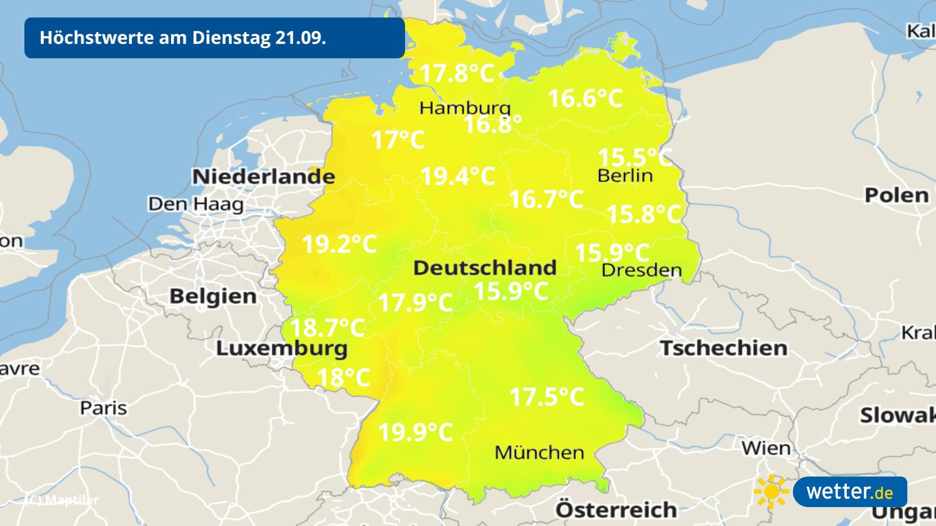 7-Tage-Wettertrend: Herbst kämpft mit Sturm gegen Altweibersommer Kühle Temperaturen am Dienstag
