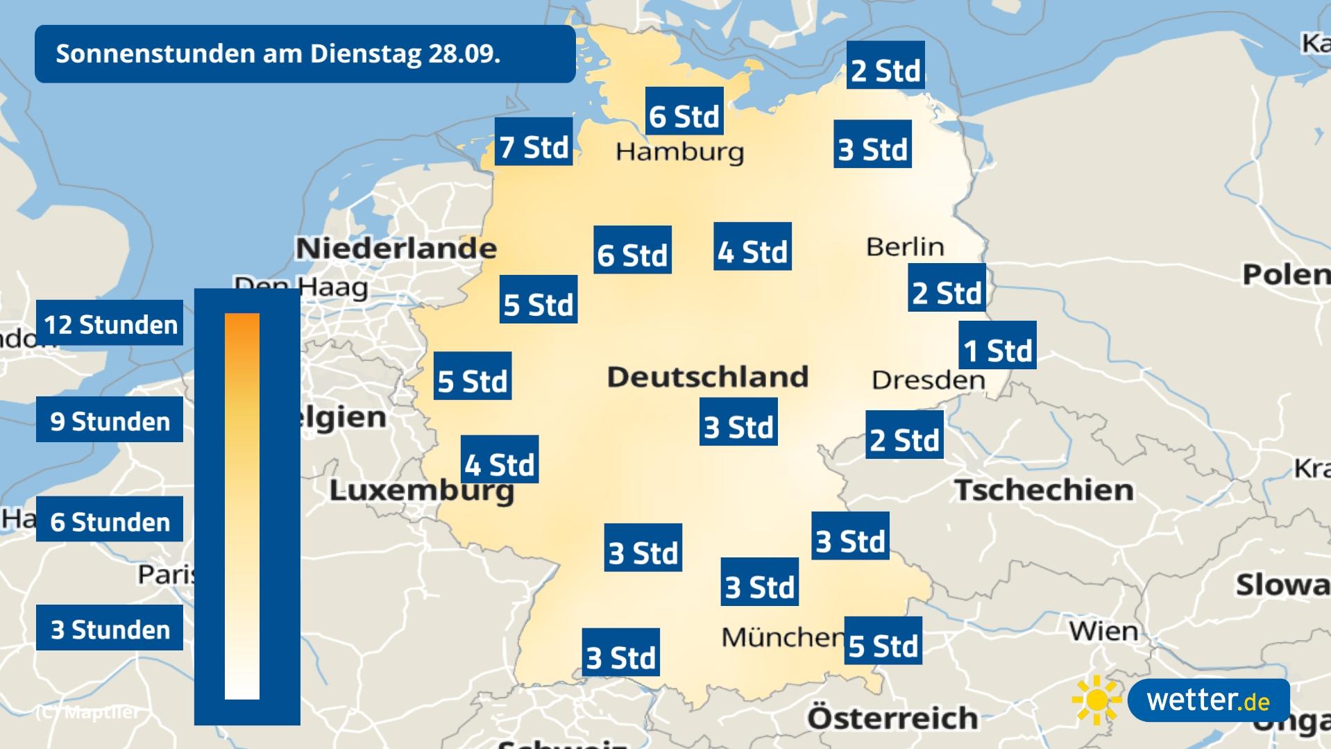 7-Tage-Wettertrend: September endet mit wechselhaftem Sonne-Wolken-Mix Sonne am Dienstag