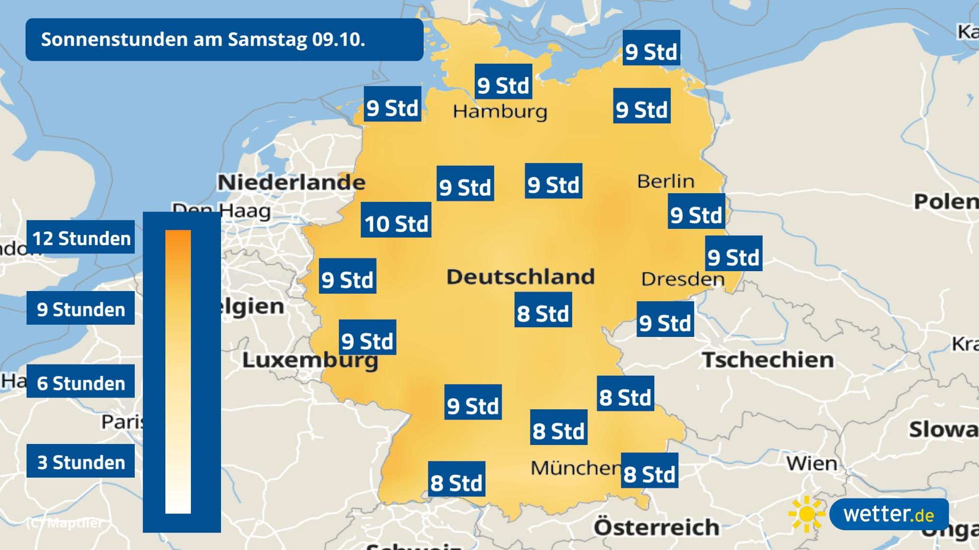 Goldener Oktober mit Punktlandung am Wochenende So sieht Goldener Oktober in Sonnenstunden aus.