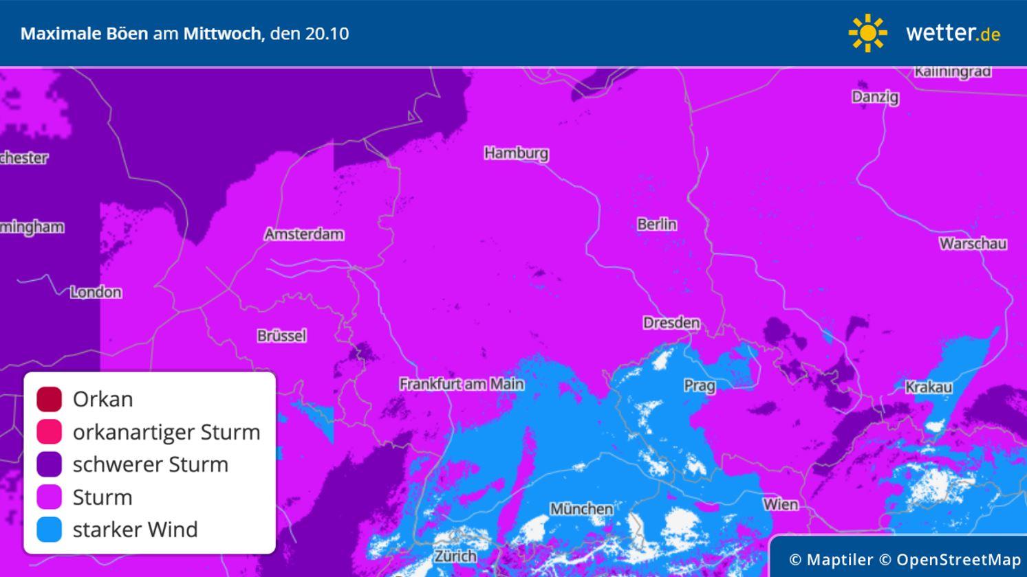 Wettercomputer machen es spannend: Nächste Woche Sturmgefahr und Sommerhammer? Prognose: Die höchsten Windgeschwindigkeiten am Mittwoch, 20.10.2021