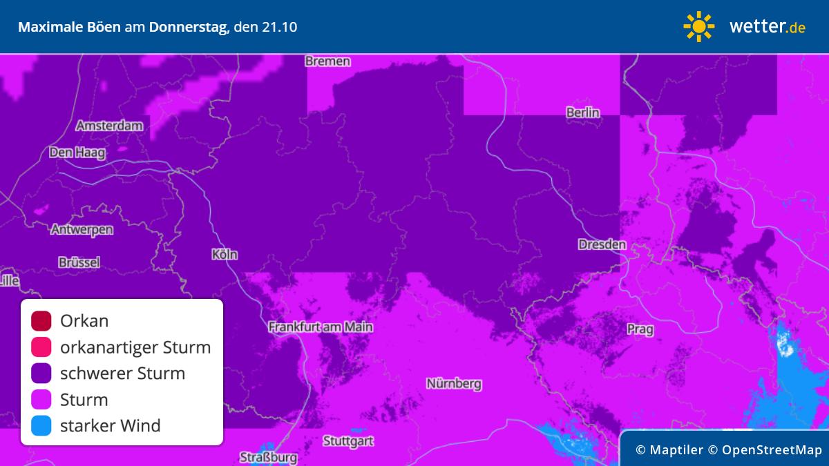 7-Tage-Wettertrend: Sturmlage bringt fast Sommer - dann 10 Grad kälter Sturmlage in Deutschland: Maximale Böen am Donnerstag
