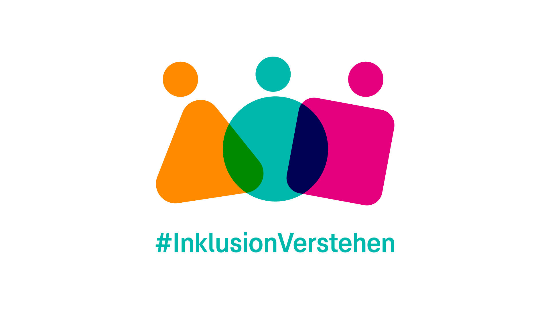 Themenwoche #InklusionVerstehen startet Drei geometrische Figuren stehen nebeneinander. Eine ist orange, eine grün, eine pink. Darunter steht der Schriftzug #InklusionVerstehen