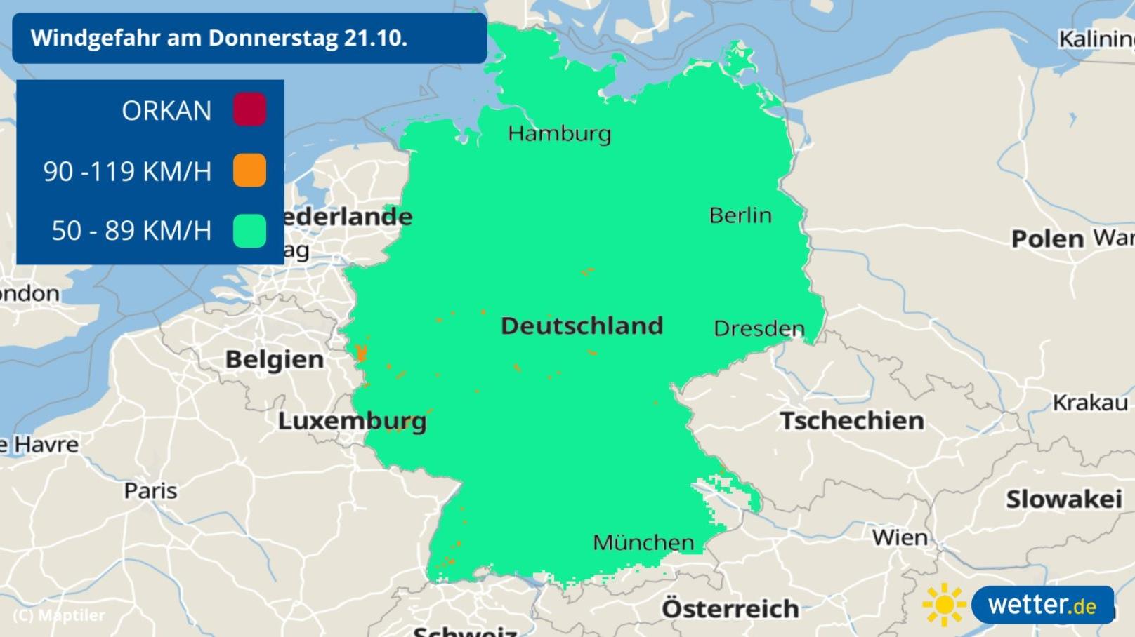 Sturmtief HENDRIK bringt fast 25 Grad und einen Temperaturabsturz Prognose: Windgefahr am Donnerstag, 21.10.2021