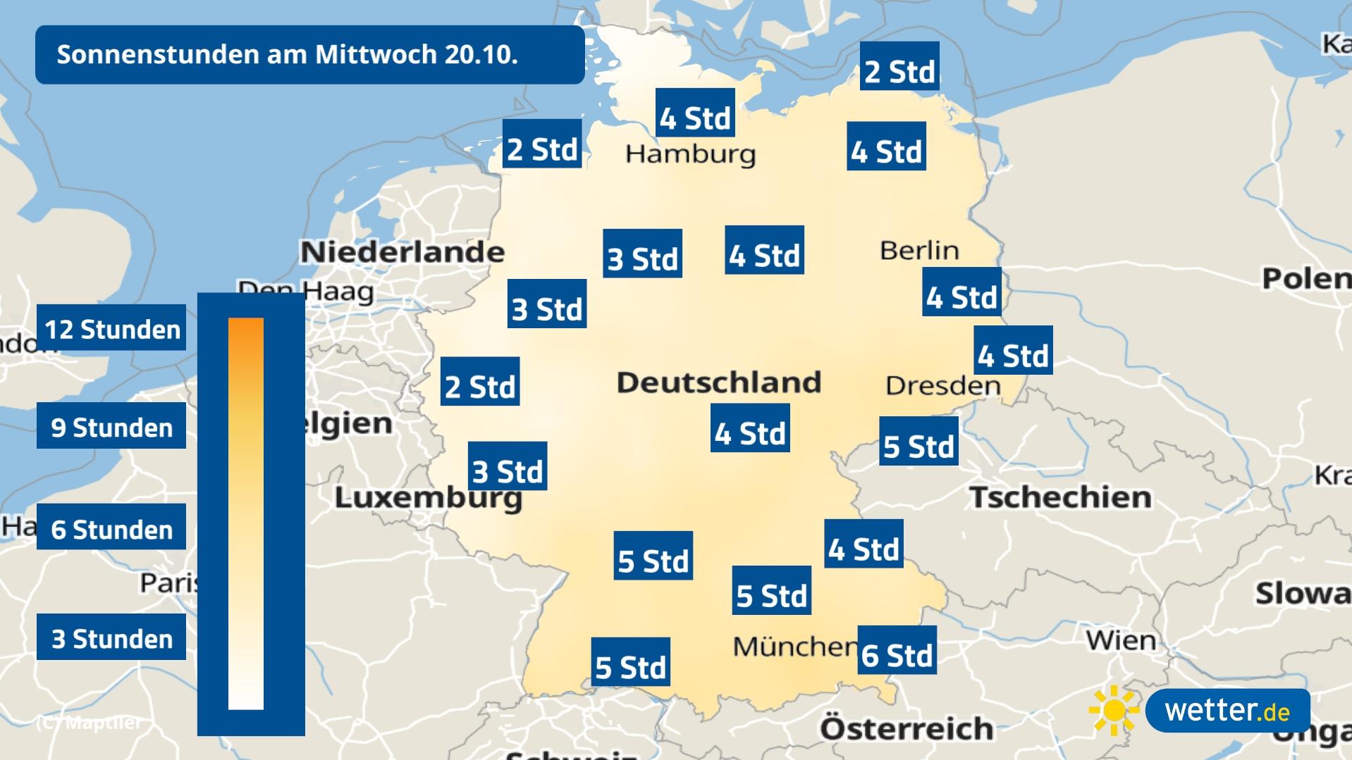 Sommertemperaturen im Oktober: Am Mittwoch sind bis zu 25 Grad möglich Wettervorhersage für Mittwoch