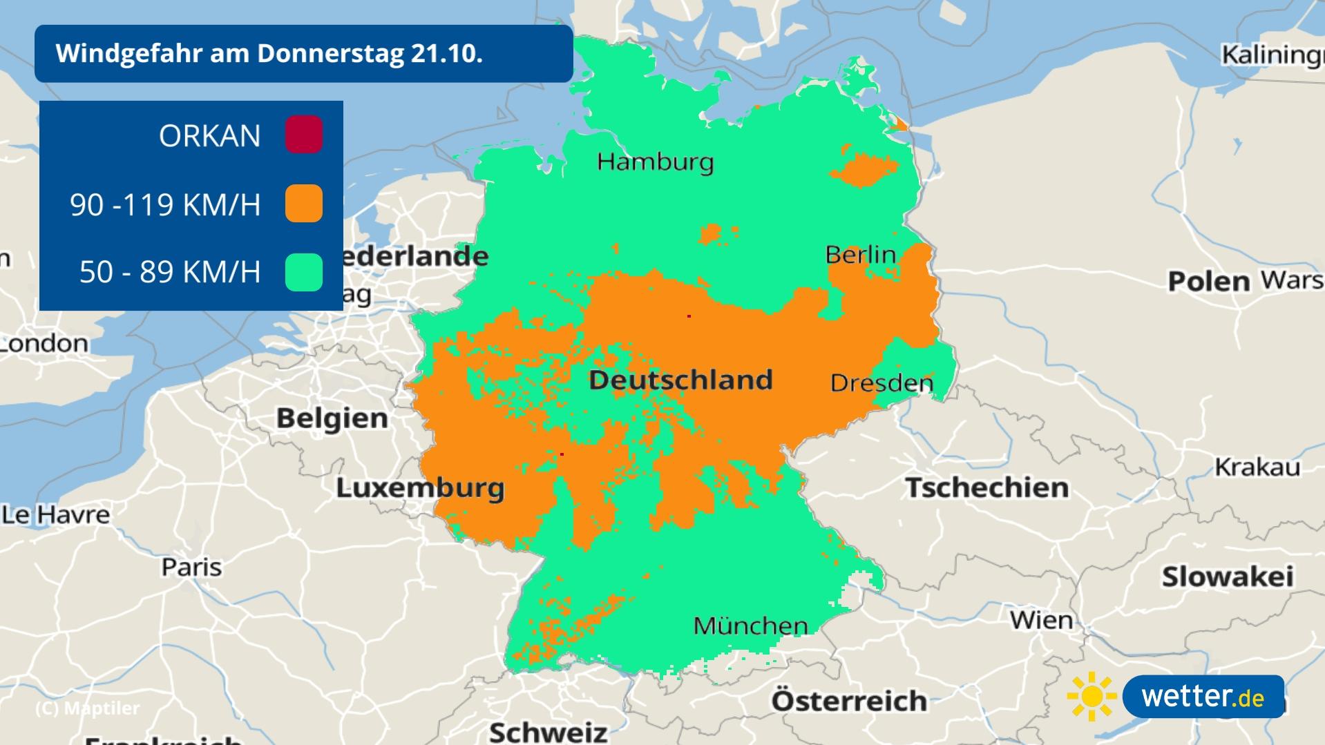 7-Tage-Wettertrend: Vom warmen Sturm in die Kälte mit Frost und Schnee Wind und Sturm am Donnerstag